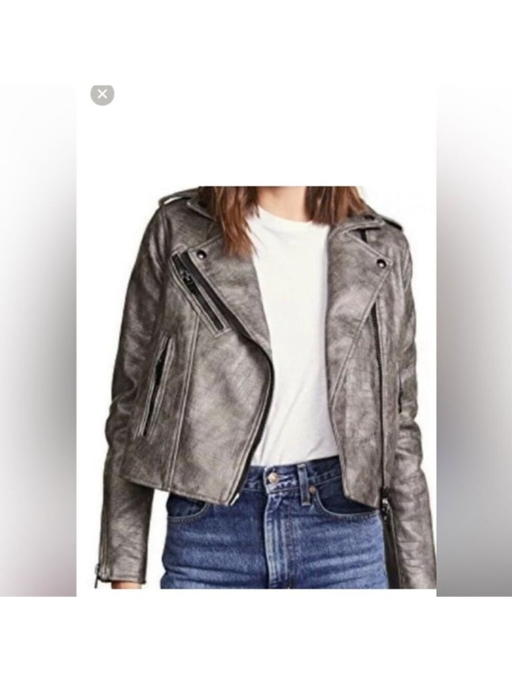 Blank NYC Dark Gray Faux Leather Multiple Zipper Motorcycle Jacket M